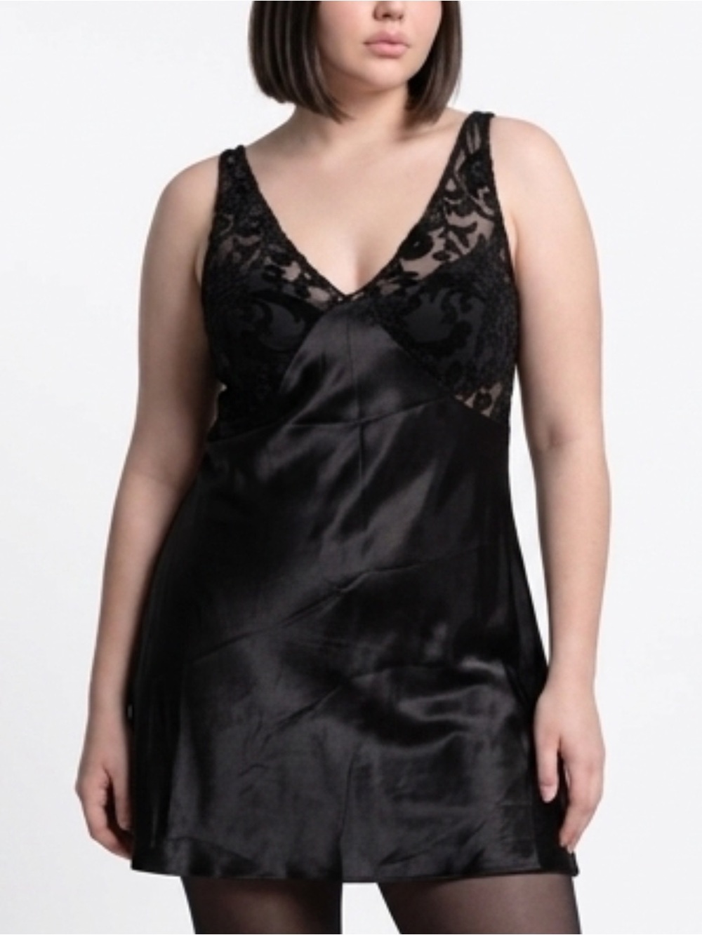 Vtg Victoria’s Secret Gold Label Black Satin Burnout Velvet Chemise Slip Dress L